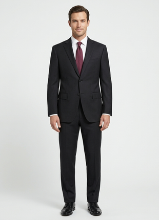 Canali Mens 40R Drop 8 Black Striped 100% Wool Slim Fit 2 Piece Suit