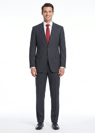 Canali 1934 Mens 42L Drop 7 Modern Fit Gray Striped 100% Wool 2 Piece Suit