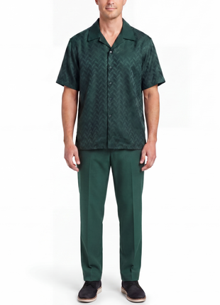 Apollo King Royal Diamond Hunter Green Tonal Jacquard Regular Fit Walking Suit