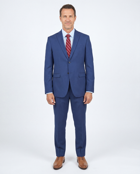 John Varvatos Mens Slim Fit Solid Blue Two Button Wool Suit