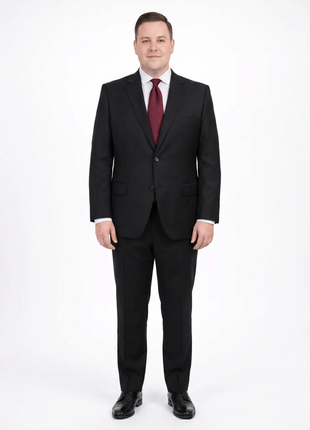 Men's Sartoria Mazara Portly Fit Executive Cut Black Two Button Wool Suit