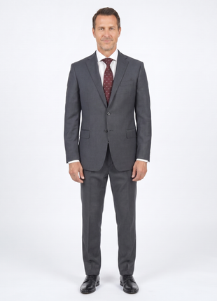 Blujacket Men's Charcoal Gray 100% Wool Canvassed Regular Fit Suit - The Suit Depot