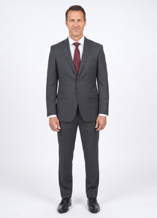 Blujacket Men's Charcoal Gray 100% Wool Canvassed Slim Fit Suit - The Suit Depot