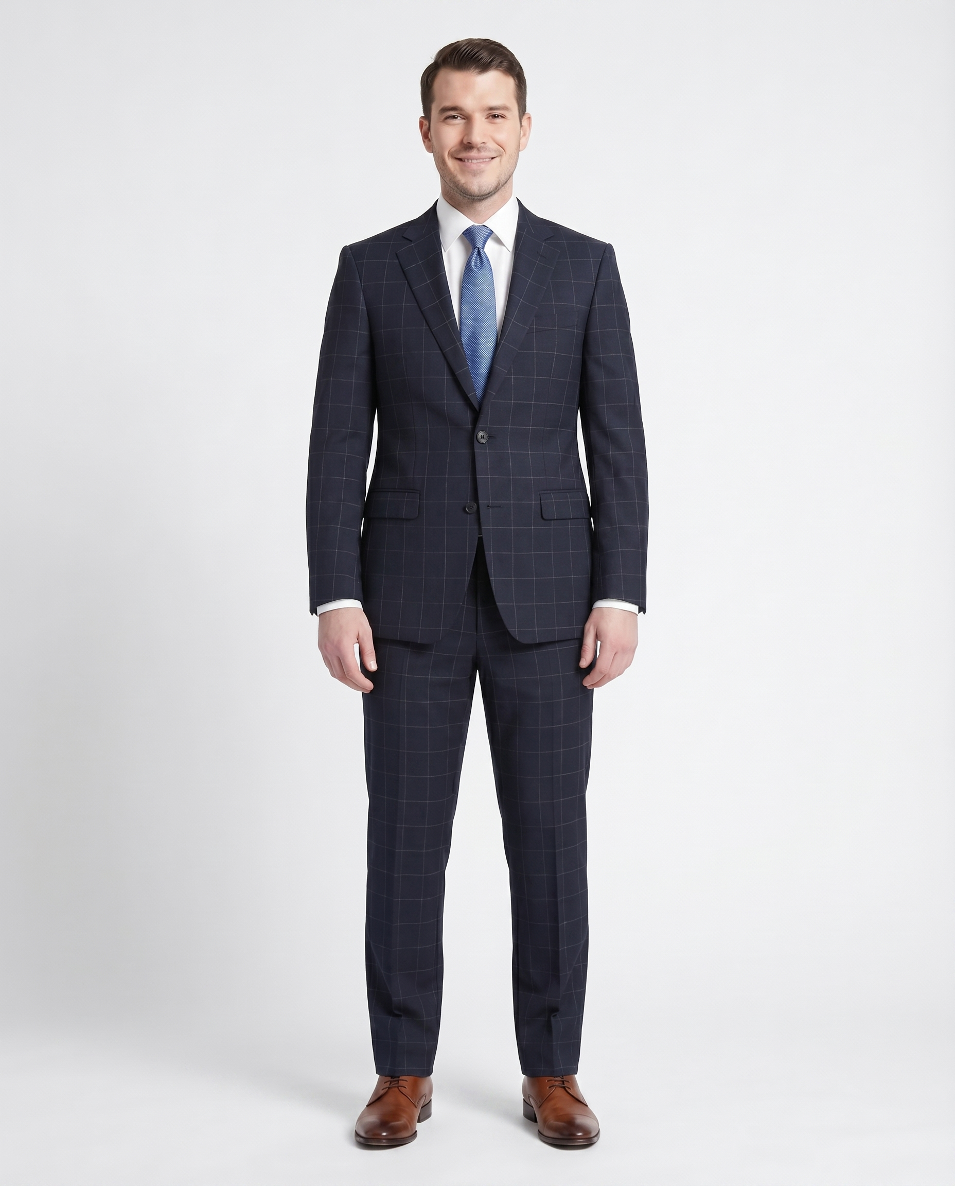 Men's Calvin Klein Navy Blue Windowpane Slim Fit Wool Suit The Suit Depot Men's Calvin Klein Navy Blue Windowpane Slim Fit Wool Suit The Suit Depot