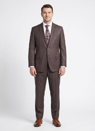 Blujacket Mens Brown 100% Reda Wool Regular Fit Suit - The Suit Depot