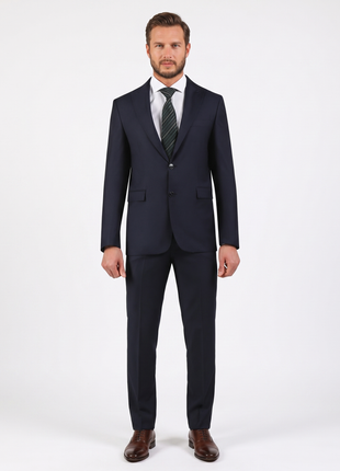 Di'nucci Slim Fit Navy Woven Notch Lapel Wool Blend Suit