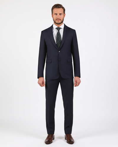 Di'nucci Slim Fit Navy Woven Notch Lapel Wool Blend Suit