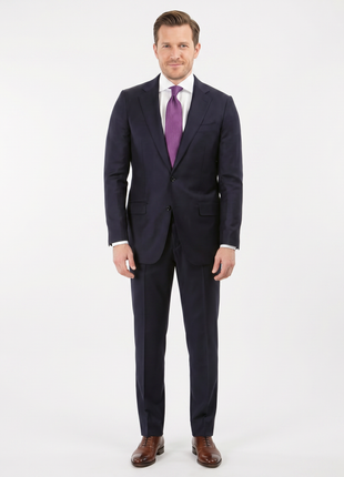 Sartoria Mazara Mens Slim Fit Solid Navy Blue Wool Cashmere 2 Piece Suit