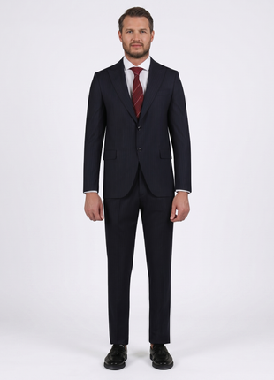 Di'nucci Slim Fit Navy With Purple Pinstripe Peak Lapel Wool Blend Suit