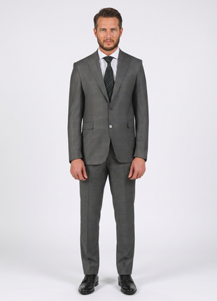 Di'nucci Slim Fit Gray With Light Gray Pinstripe Peak Lapel Wool Blend Suit