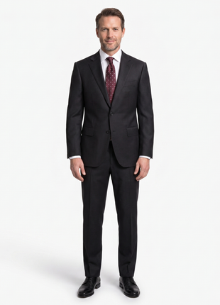 Men's Napoli Classic Fit Solid Blue Two Button Half Canvassed Italian Wool Suit - The Suit Depot