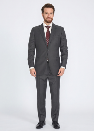 Blujacket Mens Charcoal Gray 100% Wool Regular Fit 2 Piece Suit