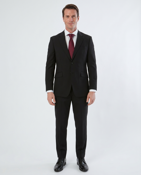 Mazara Mens Black Classic Fit 100% Wool 2 Piece Suit