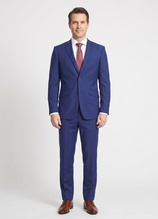 Raphael Men's Solid French Blue Regular Classic Fit Two Button Formal Suit
