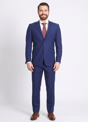 Men's Raphael Slim Fit Solid French Medium Blue Two Button 2 Piece Formal Suit