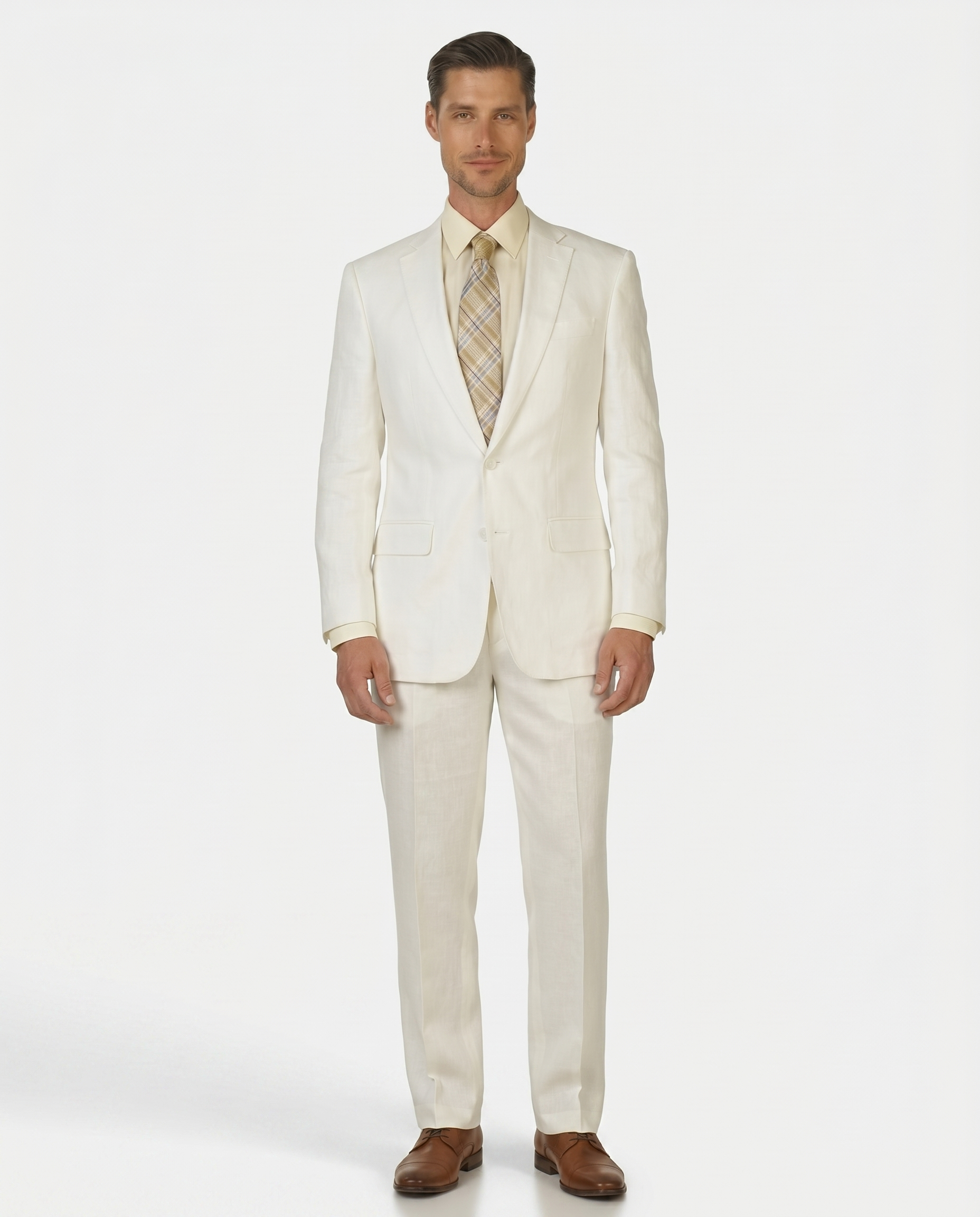 Label E Men's Solid White Classic Fit 100% Linen Suit, 38 / Regular Label E Men's Solid White Classic Fit 100% Linen Suit, 38 / Regular