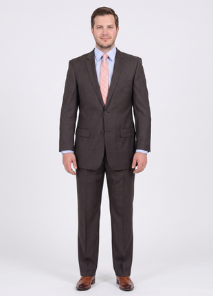 Giorgio Cosani Regular Fit Solid Dark Olive Brown Wool Cashmere Blend Suit - The Suit Depot
