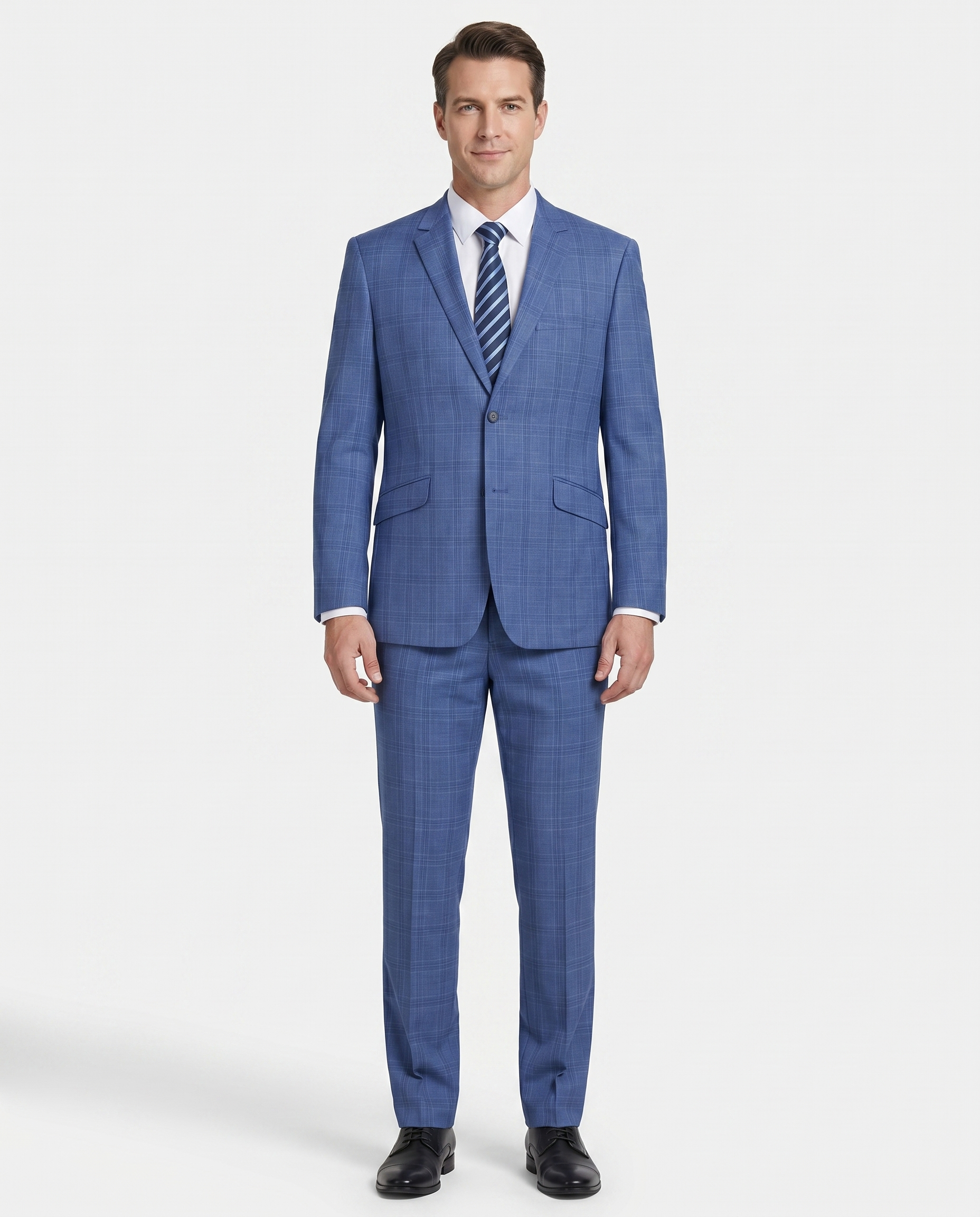 Window Pane Check Pattern Light Blue Raphael Light Blue Windowpane Check Slim Fit Stretch Notch Lapel Two B ...