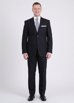Raphael Mens Slim Fit Solid Black Textured Two Button Suit - The Suit Depot
