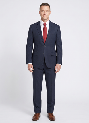 Hugo Boss The Grand/central Classic Fit Navy Pinstriped Two Button Wool Suit - The Suit Depot