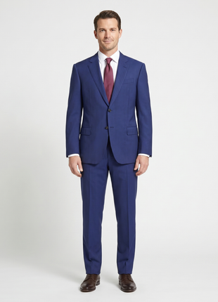 Armani Collezioni G-Line 42L Blue Pinstripe 100% Wool Slim Fit 2 Piece Suit