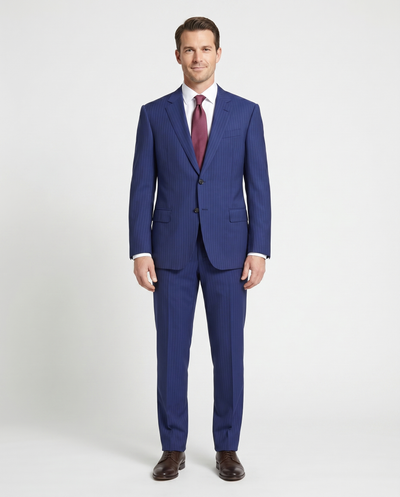 Armani Collezioni G-Line 42L Blue Pinstripe 100% Wool Slim Fit 2 Piece Suit