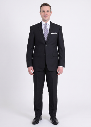 Raphael Mens Slim Fit Solid Black Textured Two Button Suit - The Suit Depot