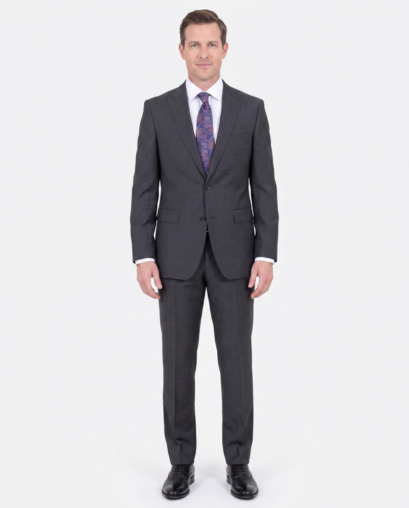 Shop HUGO BOSS Charcoal 100% Wool Suit | The Suit Depot