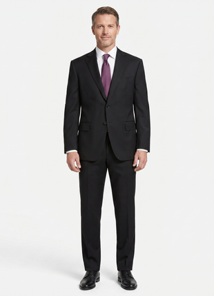 Canali 1934 Mens Solid Black 38R Modern Fit Drop 6 100% Wool 2 Piece Suit