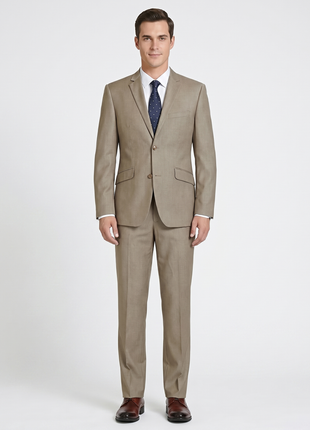 Raphael Mens Solid Taupe Brown Regular Fit 2 Piece Suit