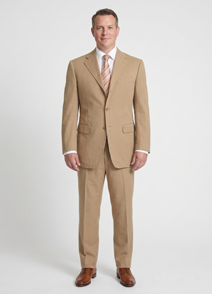 Sartoria Partenopea 40R 50 Tan Striped Unlined Cotton Cashmere Suit