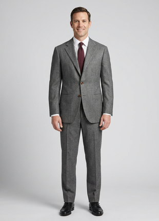 Sartoria Partenopea Mens 40L Solid Gray 100% Wool 3 Button 2 Piece Suit