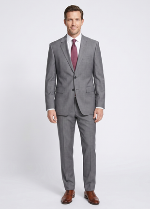 Hugo Boss Mens Gray Striped 100% Wool Slim Fit 2 Piece Suit – The Suit Depot
