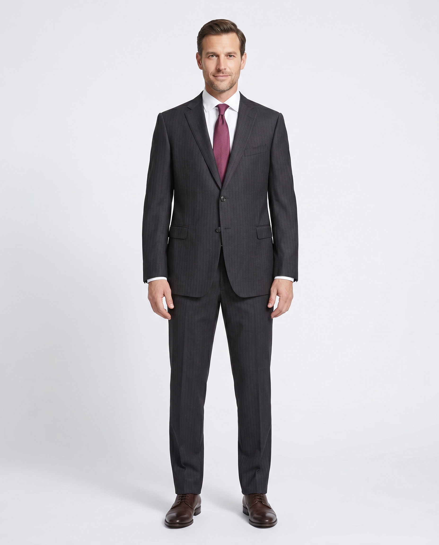 Armani Collezioni Mens Slim Fit Charcoal Pinstripe 100% Wool 2
