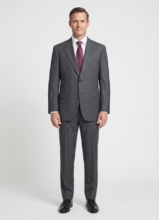 Brioni Mens 44R Charcoal Gray Tonal Stripe Classic Fit 2 Piece Suit