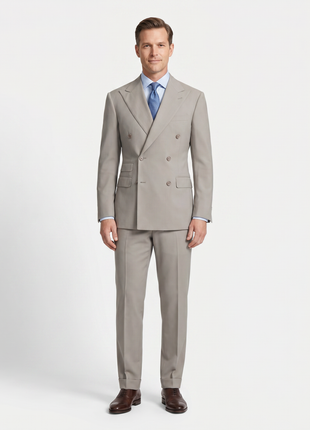 Ralph Lauren Purple Label Mens 40L Gray 100% Wool Double Breasted 2 Piece Suit