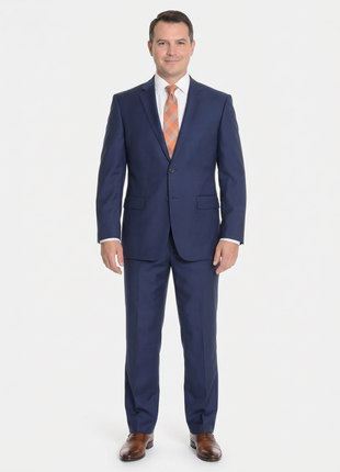 Raphael Classic Fit Solid Blue Two Button Wool Suit