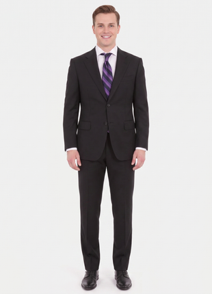 Canali Mens Black 36R Drop 6 100% Wool 2 Piece Suit