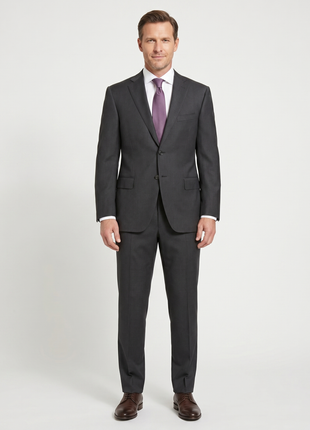 Canali Mens Charcoal Grey Classic Fit 46L Drop 7 100% Wool 2 Piece Suit