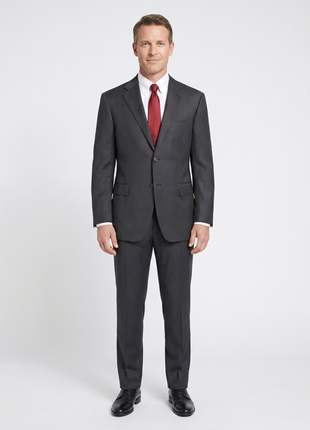 Canali Men's Charcoal Classic Fit 100% Wool Suit 46R
