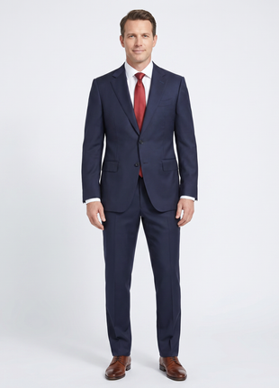 Canali Men's Solid Navy Classic Fit 100% Wool Suit 36R