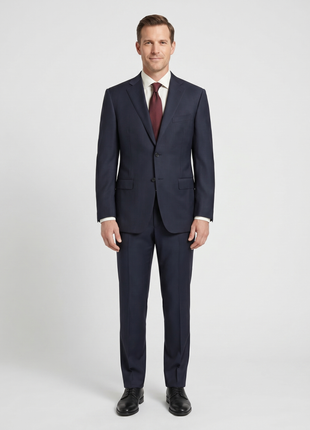 Canali Men's Navy & Black Micro-Weave 100% Wool 2-Button Suit 42L