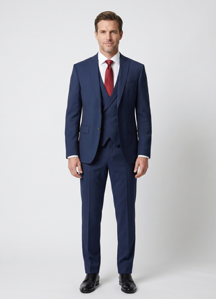 Canali Men's Dark Blue 3-piece 100% Wool Suit 44R