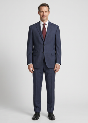 Canali Men's Blue Microcheck 100% Wool Suit 44L