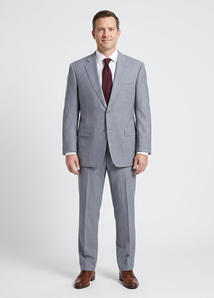 Canali Men's Blue Pinstripe 100% Wool Suit 42S