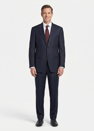 Canali Men's Navy Pinstripe 100% Wool Suit 44L