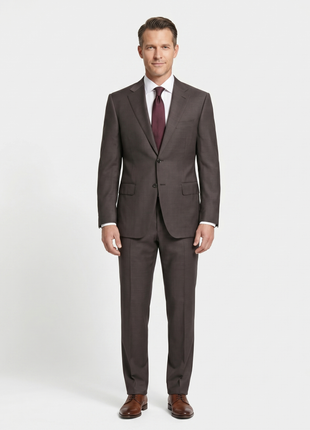 Canali Men's Brown Striped 100% Wool Suit 38R