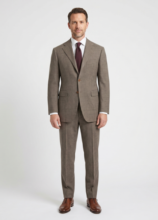 Sartoria Partenopea Men's Brown Pinstripe Suit 40R