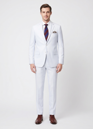 Raphael Mens Solid White Classic Fit Notch Lapel 2 Button Suit