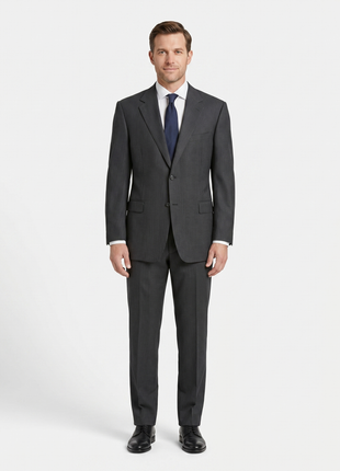 Canali Men's Charcoal Striped 100% Wool Suit 46L